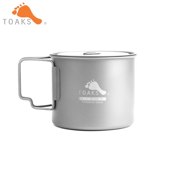 

toaks pot-550-l pure titanium cup ultralight version 0.3mm outdoor mug with lid and foldable handle camping cookware 550ml 72g