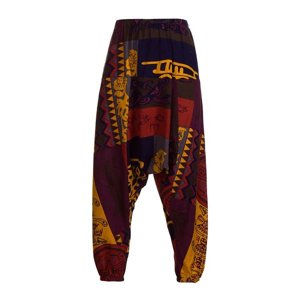 

men's harem pants cotton linen festival baggy boho trousers retro gypsy pants 2018 new cotton linen work drop-crotch c0313, Black