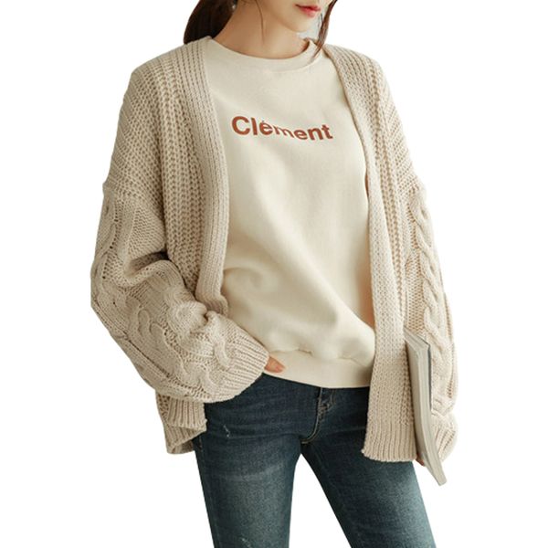 

2019 autumn women cardigans sweaters casual long sleeve loose knitting cardigan fashion solid outwear harajuku female slim coat, White