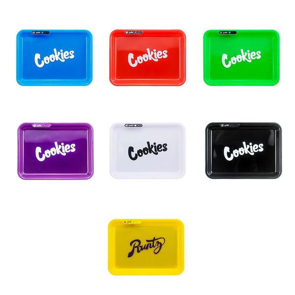 

In Stock Cookies Runtz California Glowtray Blue Red Green Yellow LED Rolling Glow Tray for Rolling 420 Dry Herb Flower