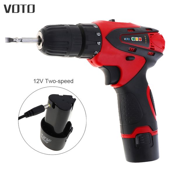 

voto 12v electric screwdriver drill lithium battery rechargeable parafusadeira with two-speed adjustment and ac 100-240v cordles