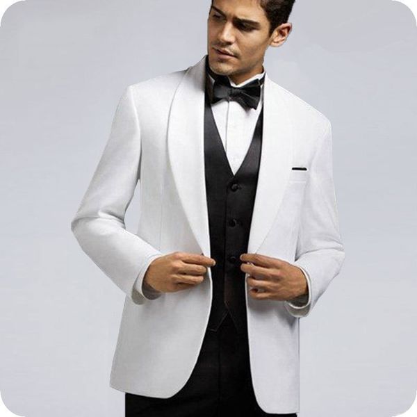

plus size white groom tuxedos black shawl lapel men suits for wedding man blazers man jacket slim fit terno masculino costume homme 3piece, Black;gray