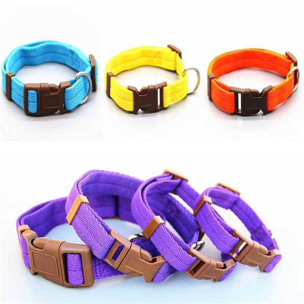 

pet dog collar classic solid basic polyester nylon dog collar with quick snap buckle, optional collar pull rope 7 colors