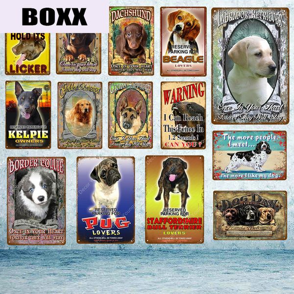 

pet dogs kelpie pug beagle licker metal tin signs vintage wall poster painting plate art gift pub bar club kids room home decor