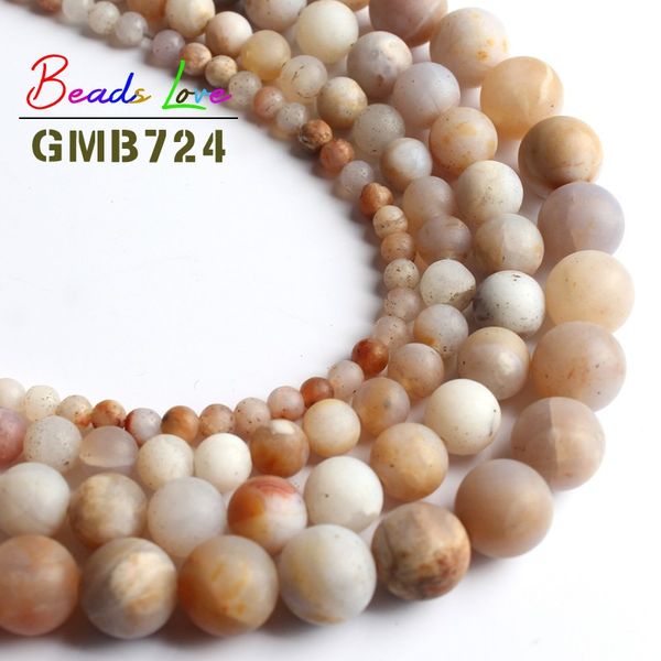 

natural dull polish matte flower agata stone round beads for jewelry making pick size 4 6 8 10 mm diy bracelet necklace 15inches