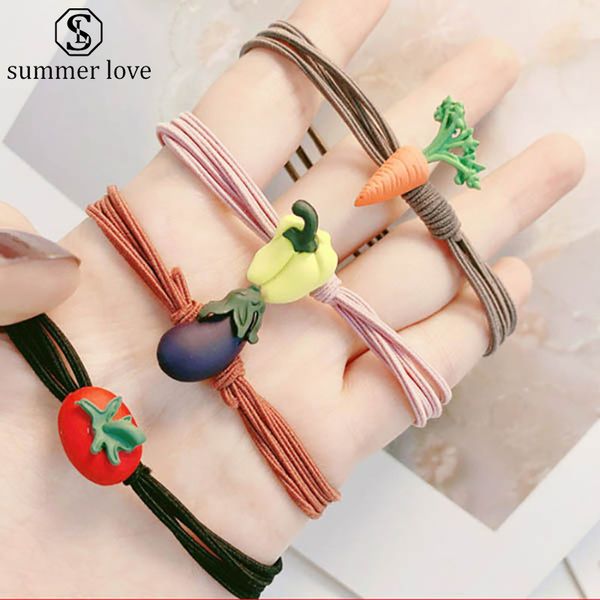 

simple knot vegetables double rope elastic hair bands for girls bohemian headband fashion kids hair accessories for women wholesale-z, Pink