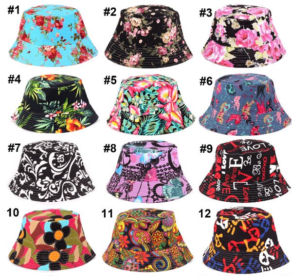 

jch 27 цветы 2016 новой моды лето женщин bucket sunhat широких поля цветы печать бассейнового холст тропическая шлет шапка вс защита beanie, Blue;gray