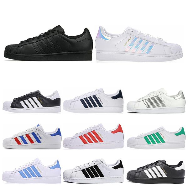 

new super star white hologram iridescent junior men superstars 80s sneakers pride womens mens trainers superstar casual shoes size 36-45