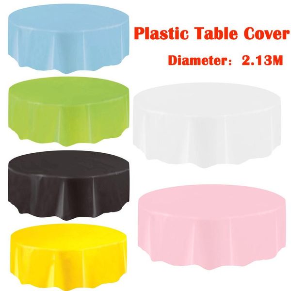

large round color plastic disposable tablecloth family party various party table decoration home kitchen supplies #yl10