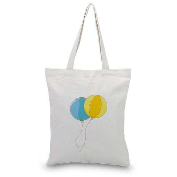 

text pattern diy satchel cartoon balloon foldable baghandbag canvas tote bag shopping bag print custom print logo daily use ec