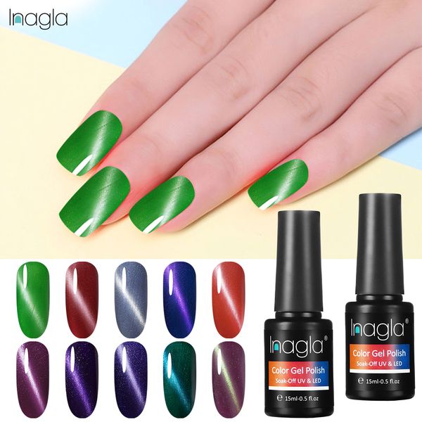 

inagla 58 colors magnet fixed-line cat eye gel polish 15ml soak off uv lamp semi permanent acrylic base coat, Red;pink
