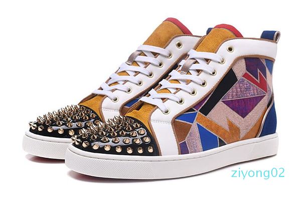 

хорошее качество спайки high top red bottom pik pik шипованных кроссовки женщины мужчины роскошная flat повседневный red sole осень зима пов, Black