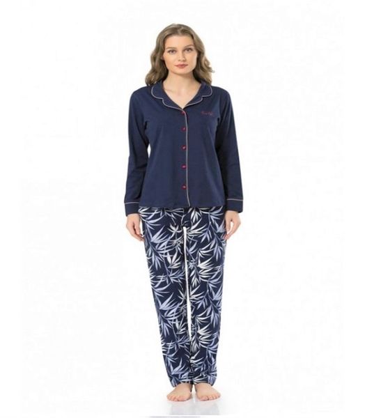 

pierre cardin 1002 cotton through-hole button ladies pajamas suit, Black;red