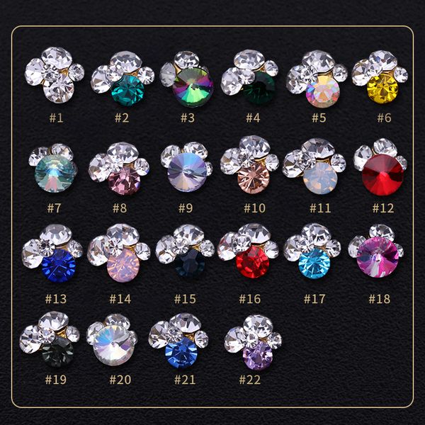 

10pcs crystal 3d nail art decorations rhinestone colorful mixed size mail stones pink red shining nail accessories diy, Silver;gold