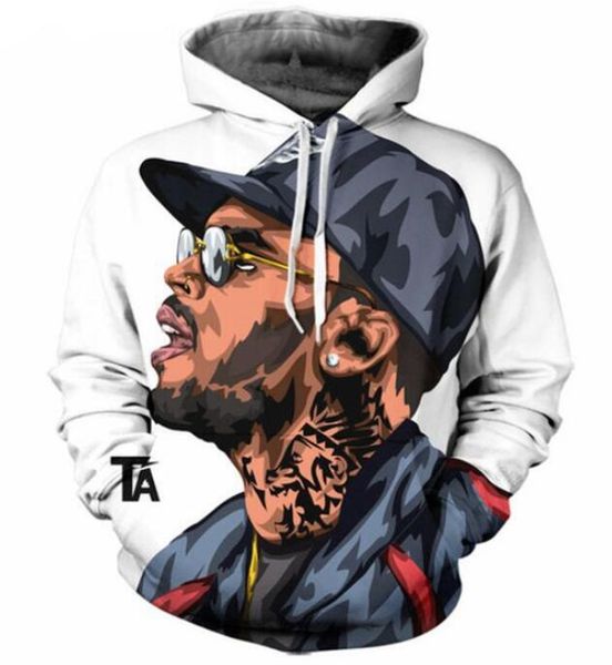

new fashion couples men women cartoon characters singer chris brown 3d print hoodies sweater sweatshirt jacket pullover s-5xl, Black