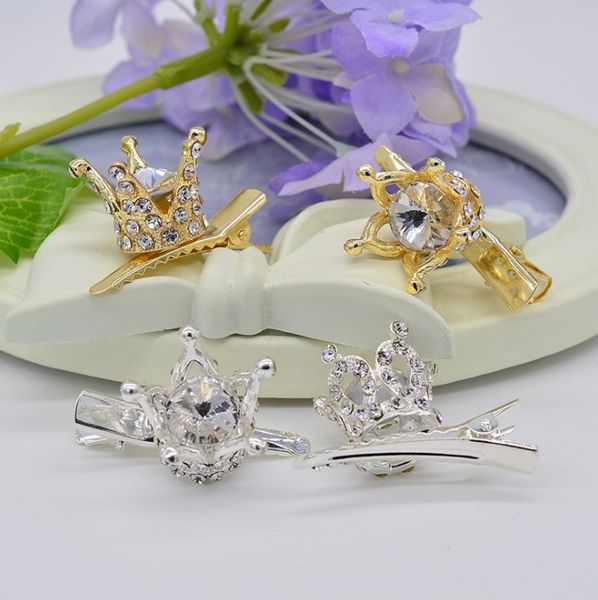 

cute baby girls barrette beaded cubic crown kids princess hair pin fashion children hair clip rhinestone girl party hair accessory y2854, Slivery;white