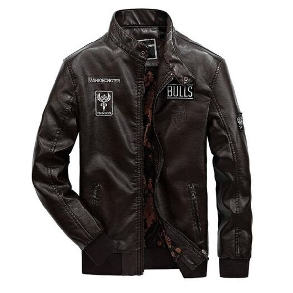 

xiu luo 3xl men's leather jacket winter designer stand collar plus size pu black moto jacket coat men leather biker 2019