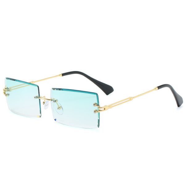 

small rectangle sunglasses women rimless square sun glasses for women 2020 summer style female zonnebril dames, Blue