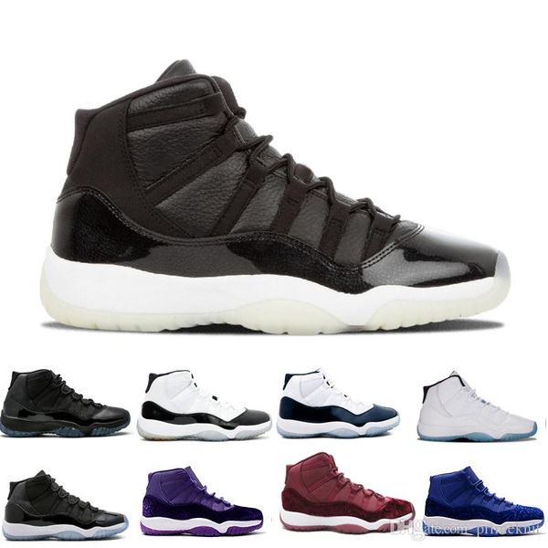 

Новые Баскетбольные кроссовки 11 11s Порода Пром Ночь черный синий Красный Красный