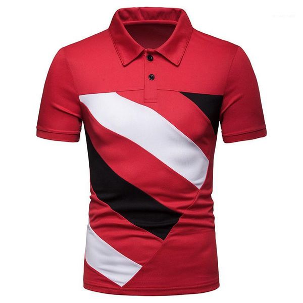 

color printed mens fashion short sleeve male tees luxury patchwork designer mens polos lapel neck contrast, White;black