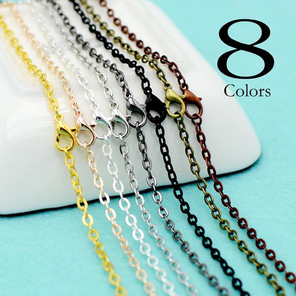

20 pcs - 8 colors cable chain necklace, 18/24/30 inch flat oval link chain, rolo chain -gold/silver/bronze/copper/gunmetal/black