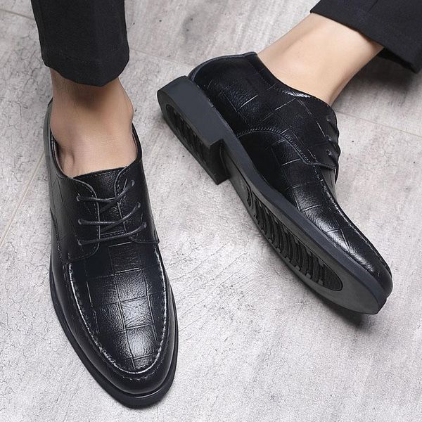 

height increasing 6cm men dress shoes microfiber leather oxford shoes brown black wedding business shoes men