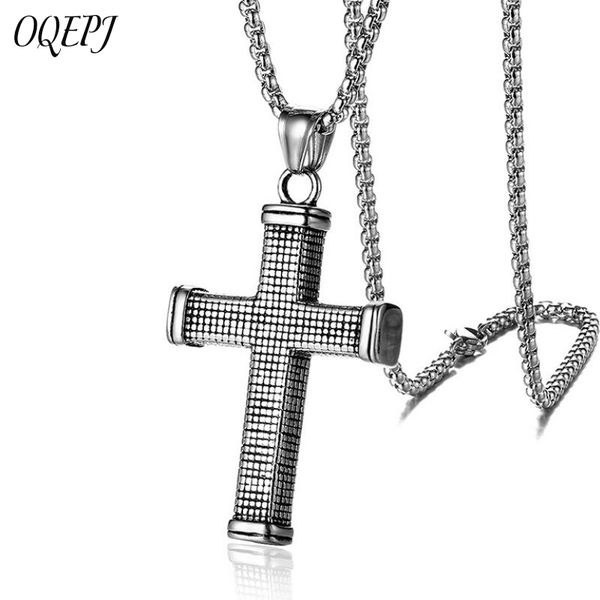 

stainless steel necklace prayer rosary catholic c jesus christ cross pendant necklace men silver color necklaces rock party