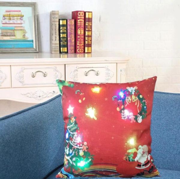

led light luminous pillow case linen pillow covers cushion cover santa claus printed pillowcase sofa car decor cfyz339q