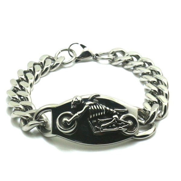 

mens boys 304l stainless steel motorcycle ghost rider biker bracelet, Golden;silver