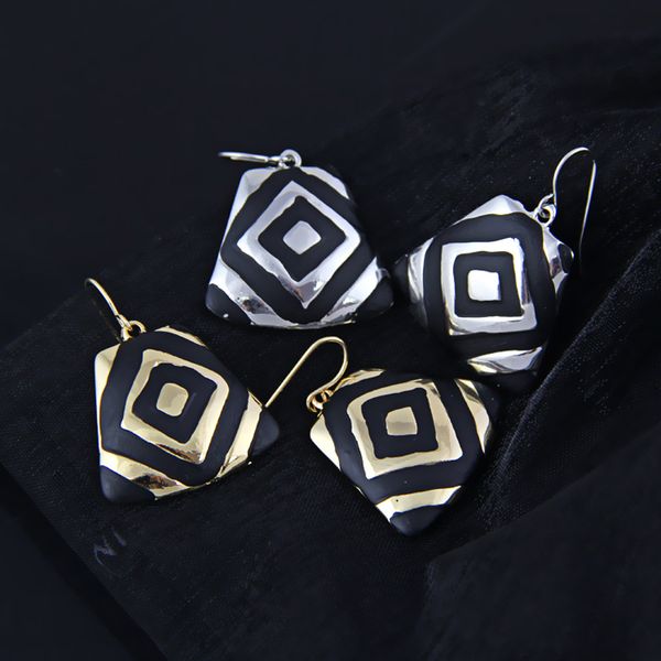 

shineland fashion gold/silver color 2019 new women accessories black enamel statement geometricdrop earrings pendientes mujer
