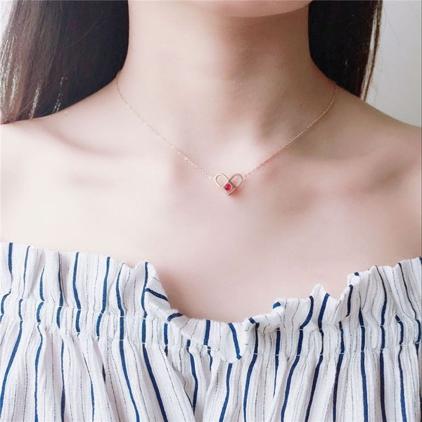 

chattering titanium steel mesh red lifetime lock love doublesided necklace, Silver