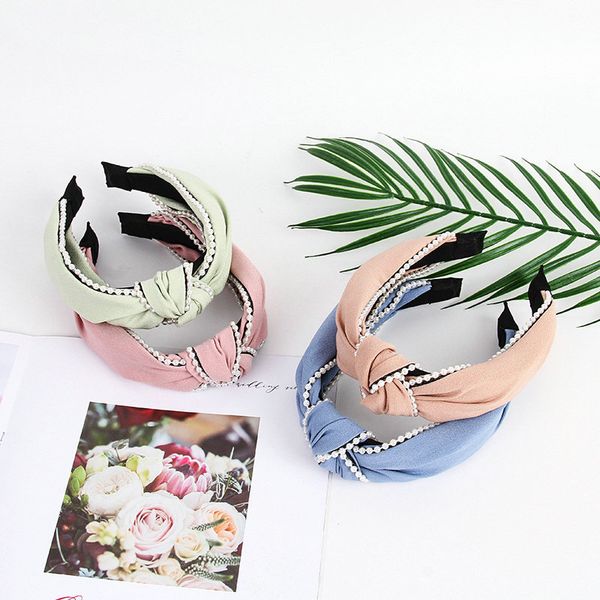 

ленты атласные жемчужина крест оголовье hairbands для леди младенца волос перлы головы bands vachetta тан стрижки волос стиль oucst, Black;brown