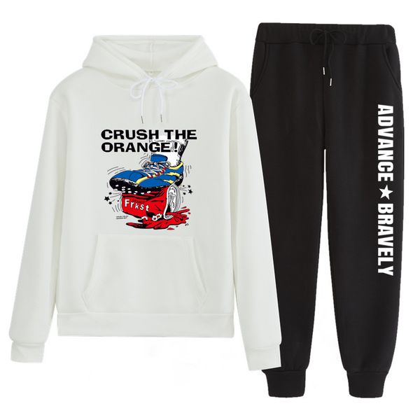

n124 2pcs hooded casual tracksuit suits for women set hoodies sweatshirt+sweatpants 2 pieces sets women's suit sweatsuit female, White