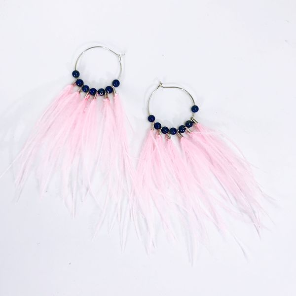 

настраиваемый модный boho природа перо серьги природа камень жемчужина кулон золотой круг заявление серьги мода ювелирные изделия падение до, Silver