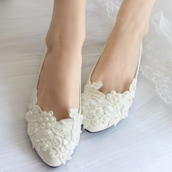 

shoes women flats pearl lace wedding shoes white handmade bridal/ bridesmaid heel low heel ladies large size 41-43, Black