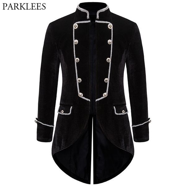 

steampunk tailcoat men medieval vintage mens blazer jacket halloween cosplay costume victorian punk style swallowtail blazer men, White;black