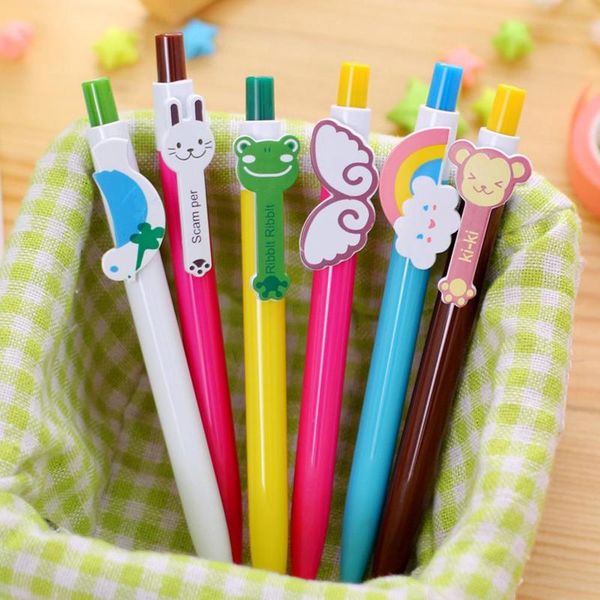 

cute click kawaii ballpoint pen school and office fun cartoon animal butterfly monkey frog rainbow student stationery, Blue;orange