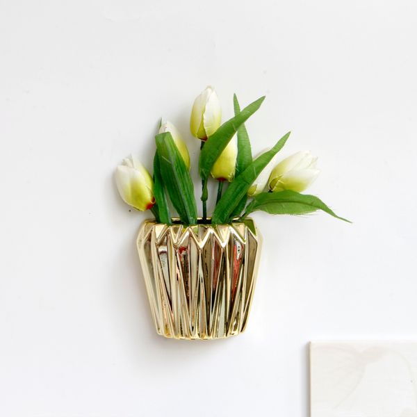 

wall mount vase flower pot nordic style home decoration golden
