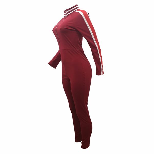 

slim zipper striped jumpsuit designer clothes for women, Black;white