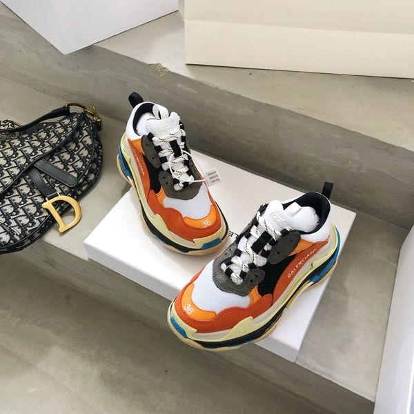 

original 1: 1 luxury fashion platform men's and women's shoes wild vintage lace casual shoes color matching sneakers 07, Black