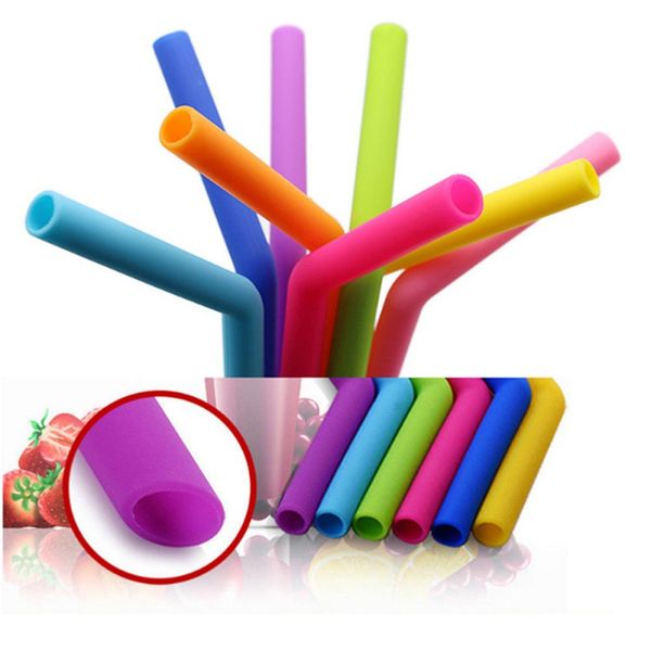 

silicone straw food grade color straw 6 bend + 2 brush large 9*11mm