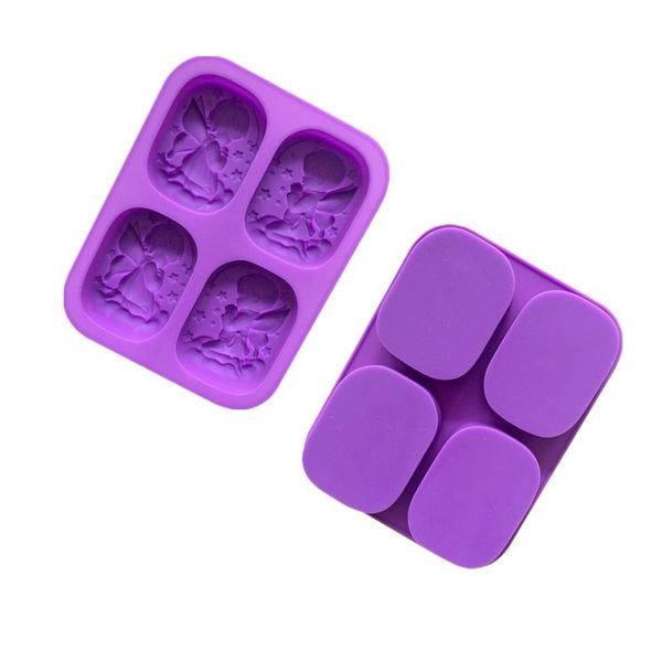 Stampo per sapone in silicone alimentare per preghiera degli angeli a 4 fori Stampo per torta 3D Stampo per artigianato fai-da-te W9880