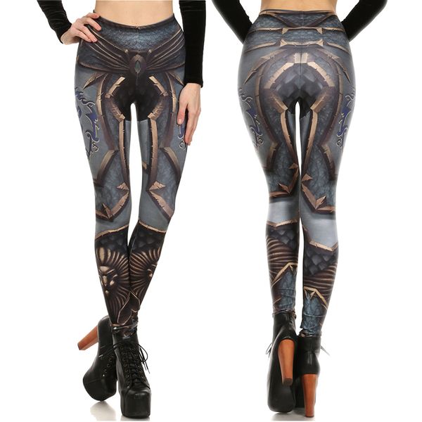 

armor print leggings women high waist slim fitness leggings elastic causal leggings plus size leggins mujer, Black