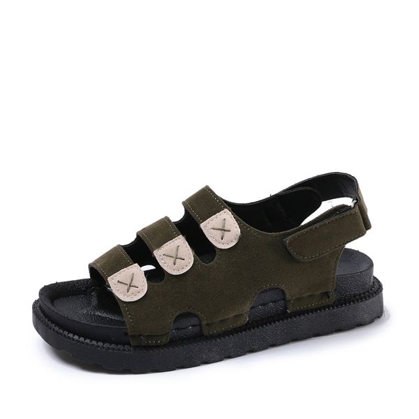 

2019 big size women's sandals summer british fashion suede leather beach shoes women massage non-slip large slippers flats, Black