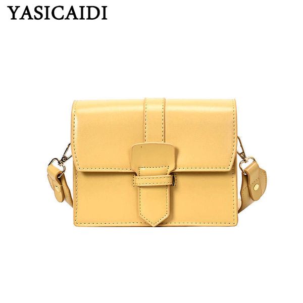 

yasicaidi fashion wide leather shoulder strap women crossbody bags summer solid thread flap pocket messenger bag bolsa feminina