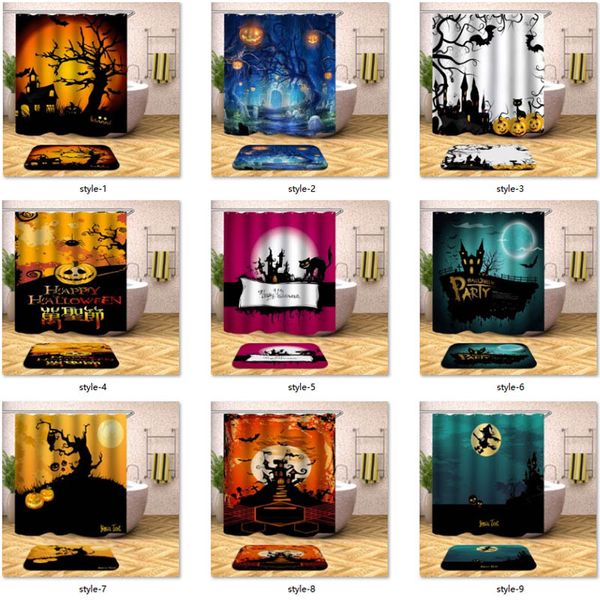 

halloween shower curtain horror ghost pumpkin moon bathroom shower curtain waterproof polyester fabric with 12pcs hooks 180x180cm