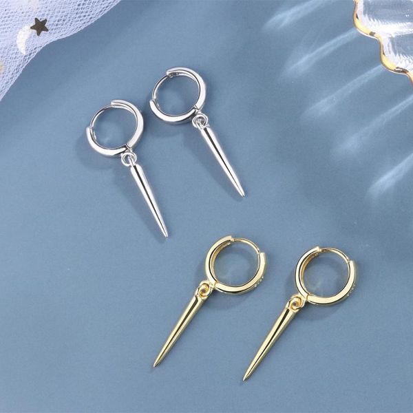 

fashion punk style women's earrings 925 sterling silver rivet charm stud earrings for women oorbellen brincos eh862, Golden;silver