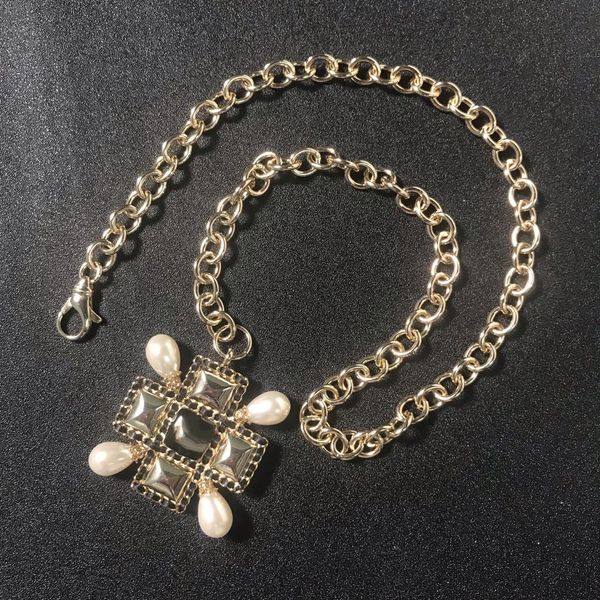 

brand fashion jewelry for women vintage pearl neckalce light gold chain c letter pendants long necklace party sweater chain, Silver