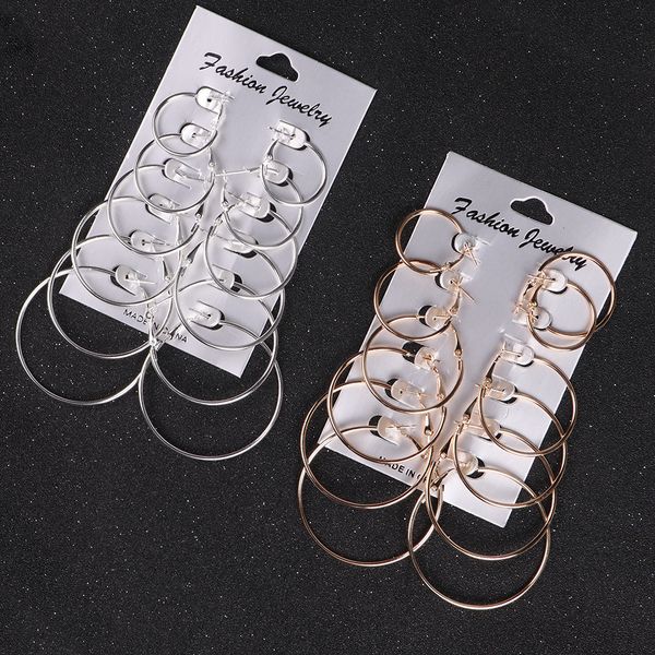 

6 pairs fashion earrings women boho earrings for women earrings gold boucle d'oreille femme 2019 kolczyki pendientes mujer l0613, Silver