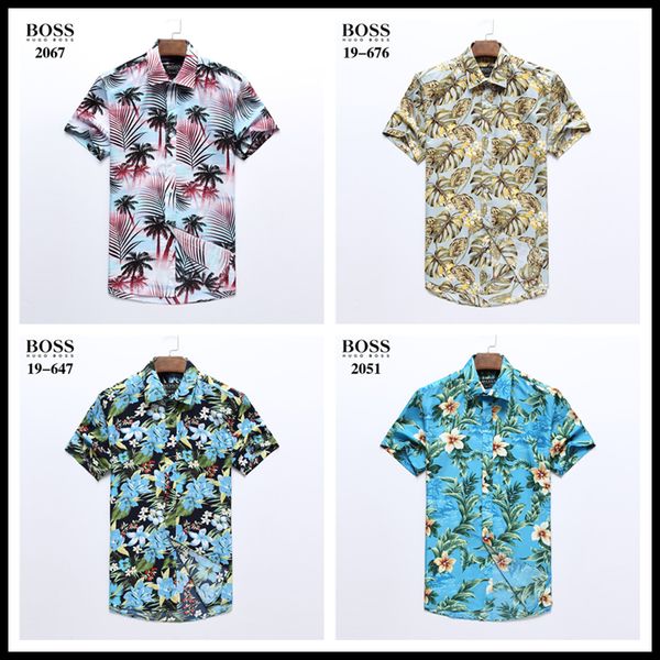 

2019 classic pattern shirts for men 6 styles retro 3d printed short sleeve classic t shirt summer short sleeve single breasted shirts, White;black